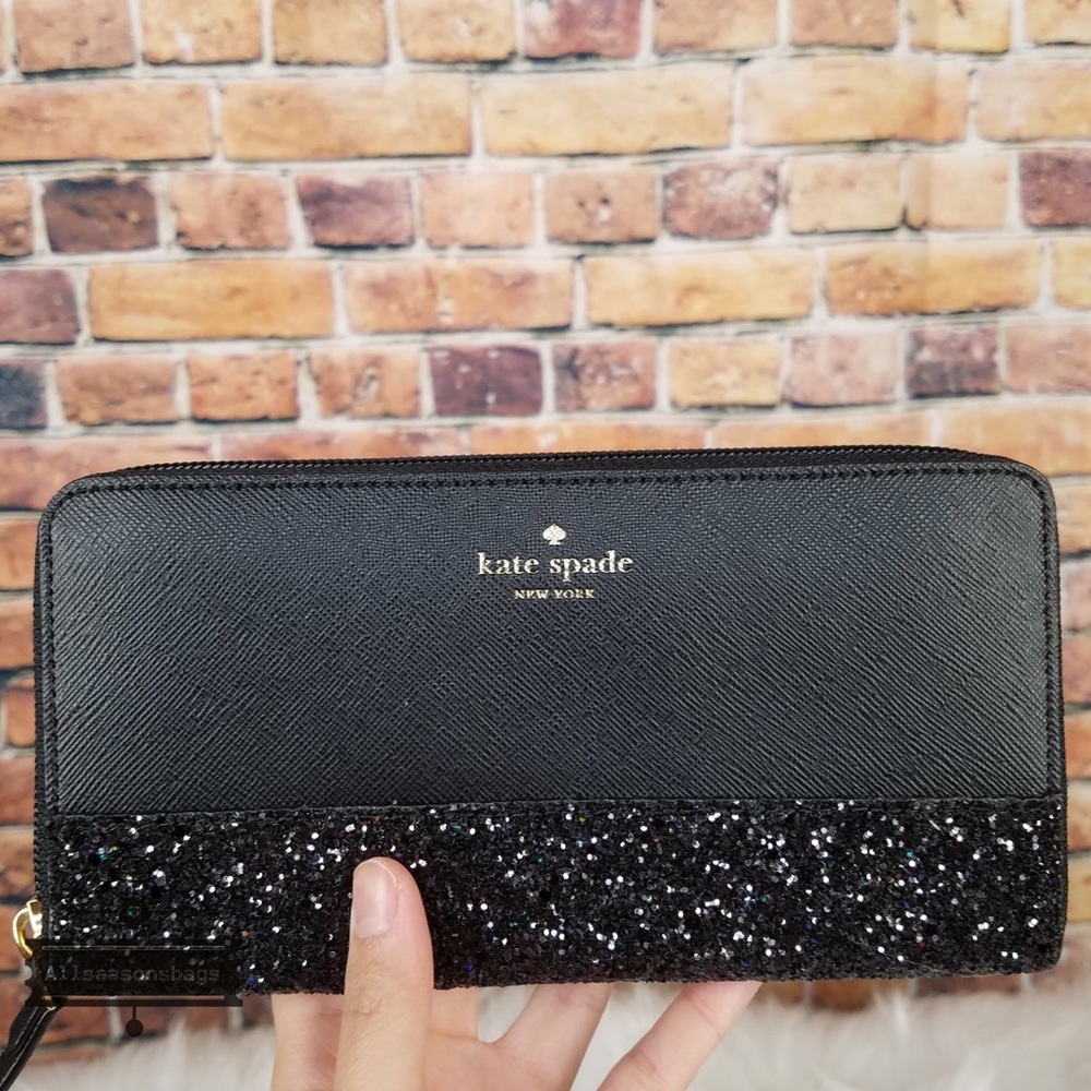 Kate spade NEDA glitter Greta Court black wallet